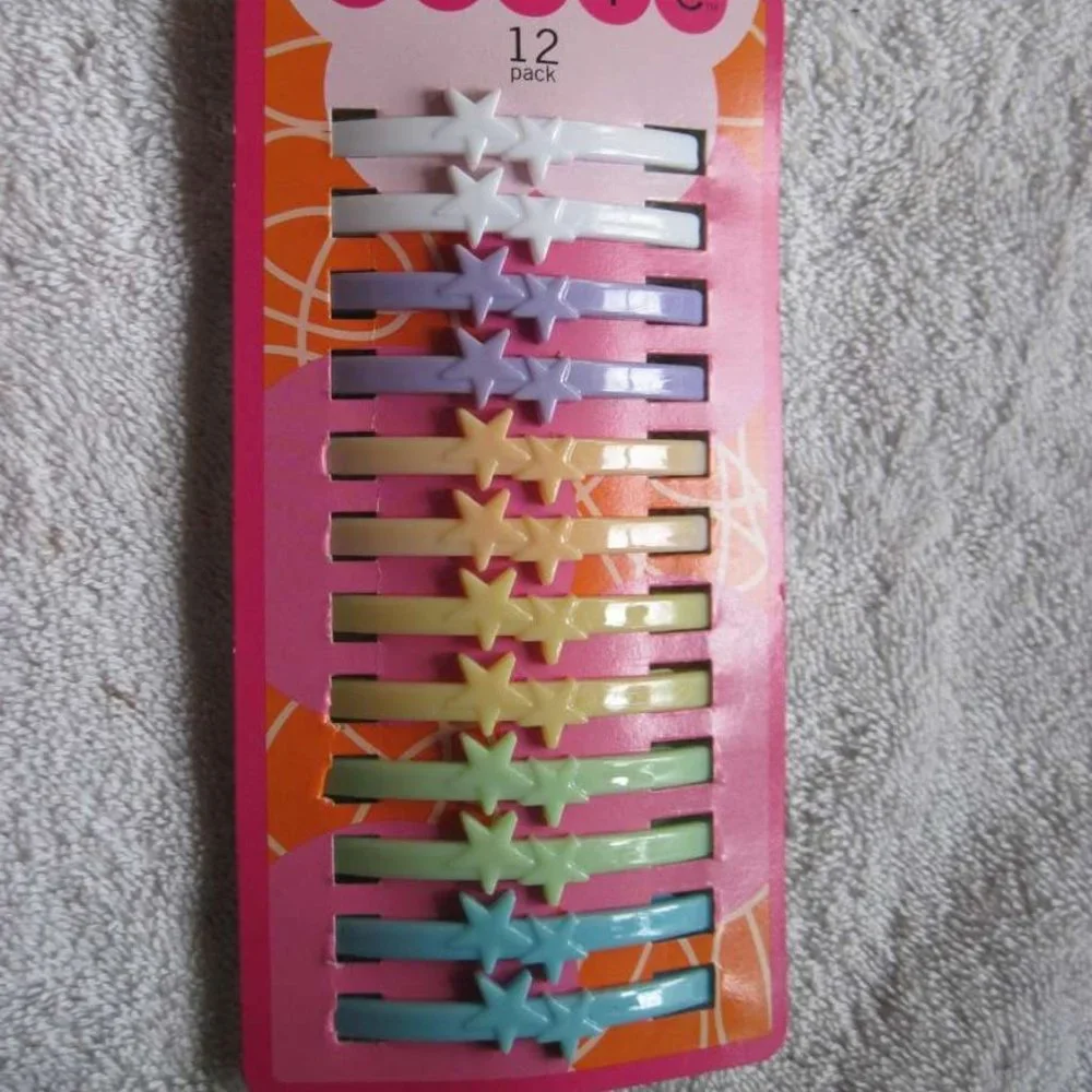 12 Just Basic All Plastic Hair Barrettes Clips Pins Design No Metal Allergy Safe